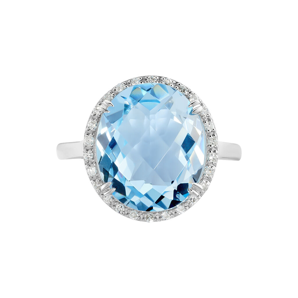 Bague Anna Or Blanc Topaze Et Oxyde De Zirconium - Bagues avec pierre Femme | Histoire d’Or