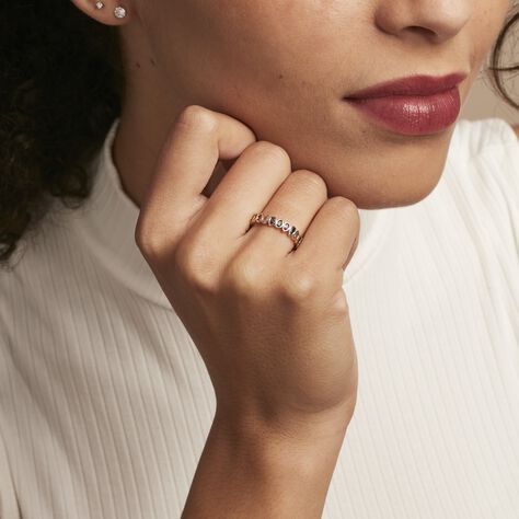 Bague Plaqué Or Jaune Ethem Anneau Pierres Multicolores - Bagues avec pierre Femme | Histoire d’Or