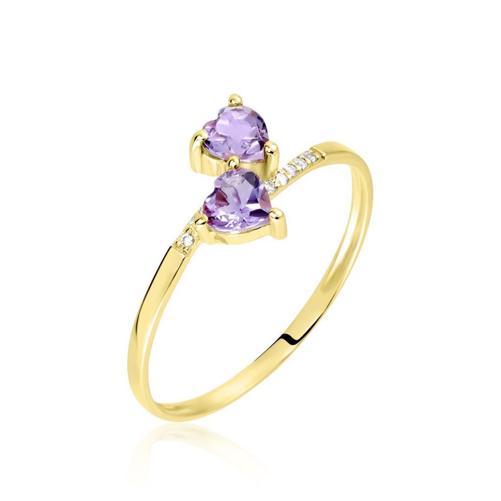 Bague Myrtie Or Jaune Amethyste Violet Oxyde De Zirconium - Bagues avec pierre Femme | Histoire d’Or