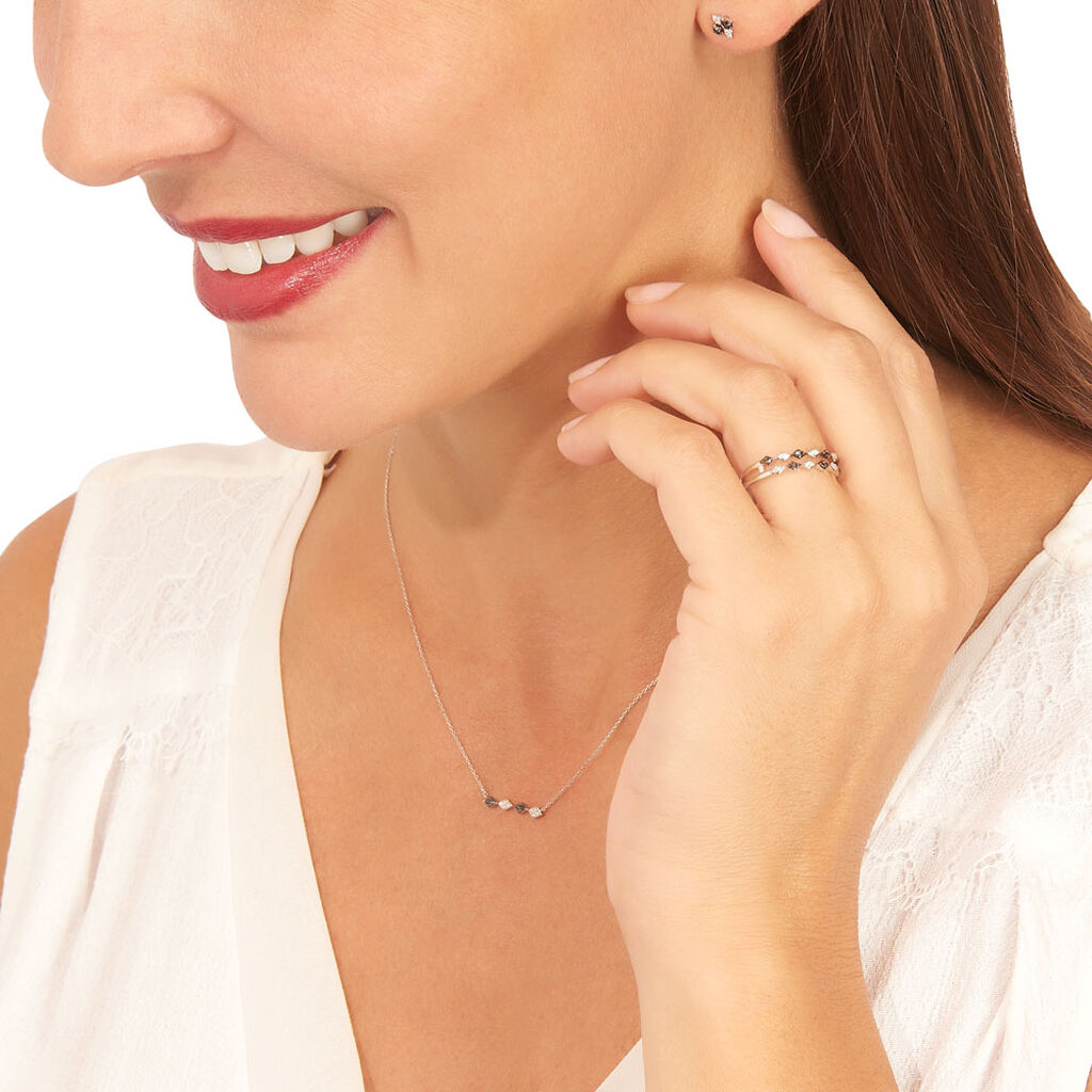 Boucles D'oreilles Pendantes Enid Or Blanc Diamant - Clous d'oreilles Femme | Histoire d’Or