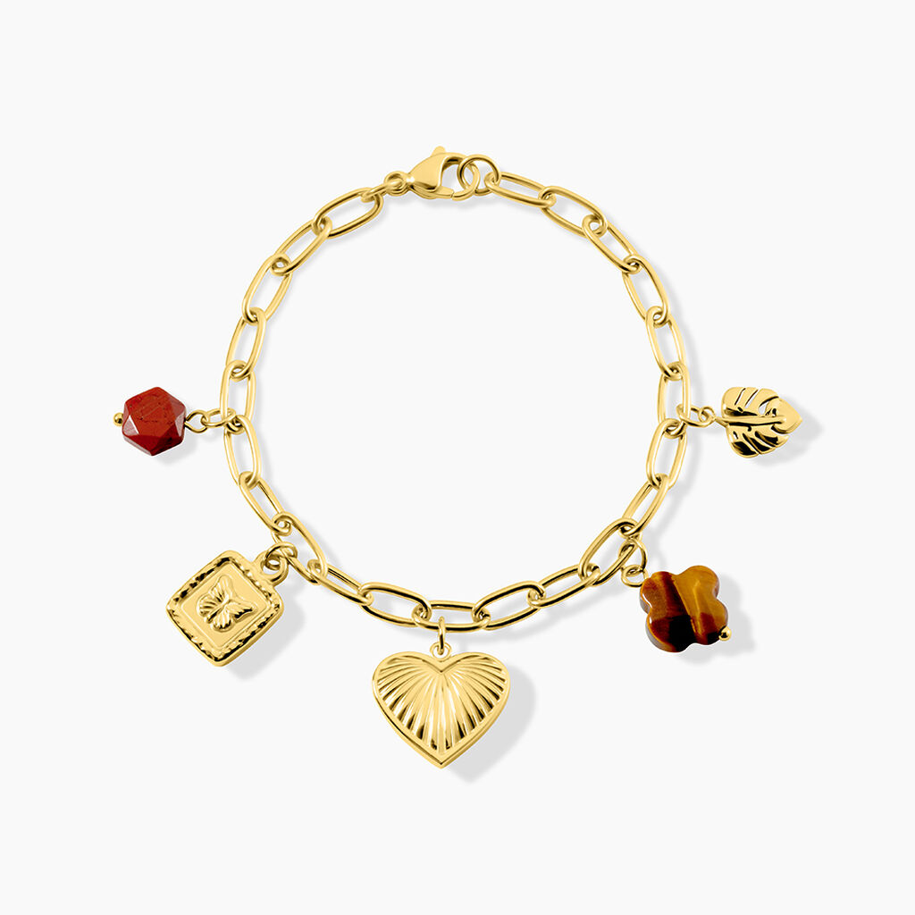 Bracelet Bohemia Acier Jaune Oeil De Tigre Pierre De Synthese - F&ecirc;te des m&egrave;res Femme | Histoire d&rsquo;Or