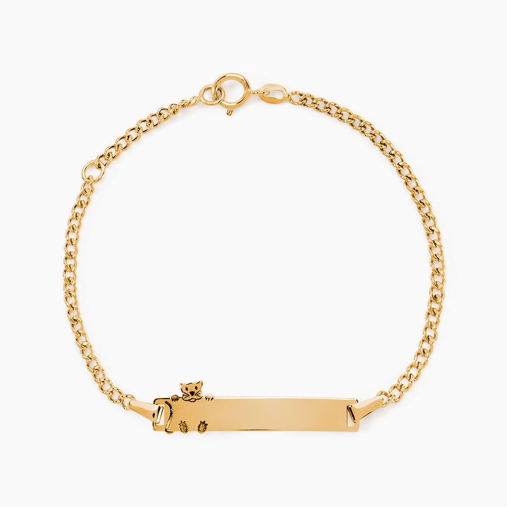 Bracelet Identit&eacute; Etheline Maille Gourmette Or Jaune - Bracelets Communion Enfant | Histoire d&rsquo;Or