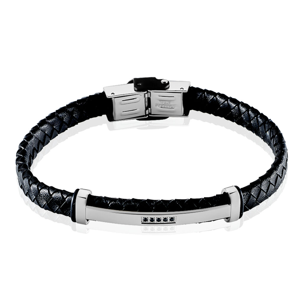 Bracelet Moris Acier Blanc Pierre De Synthese - Bracelets Cuir Homme | Histoire d&rsquo;Or