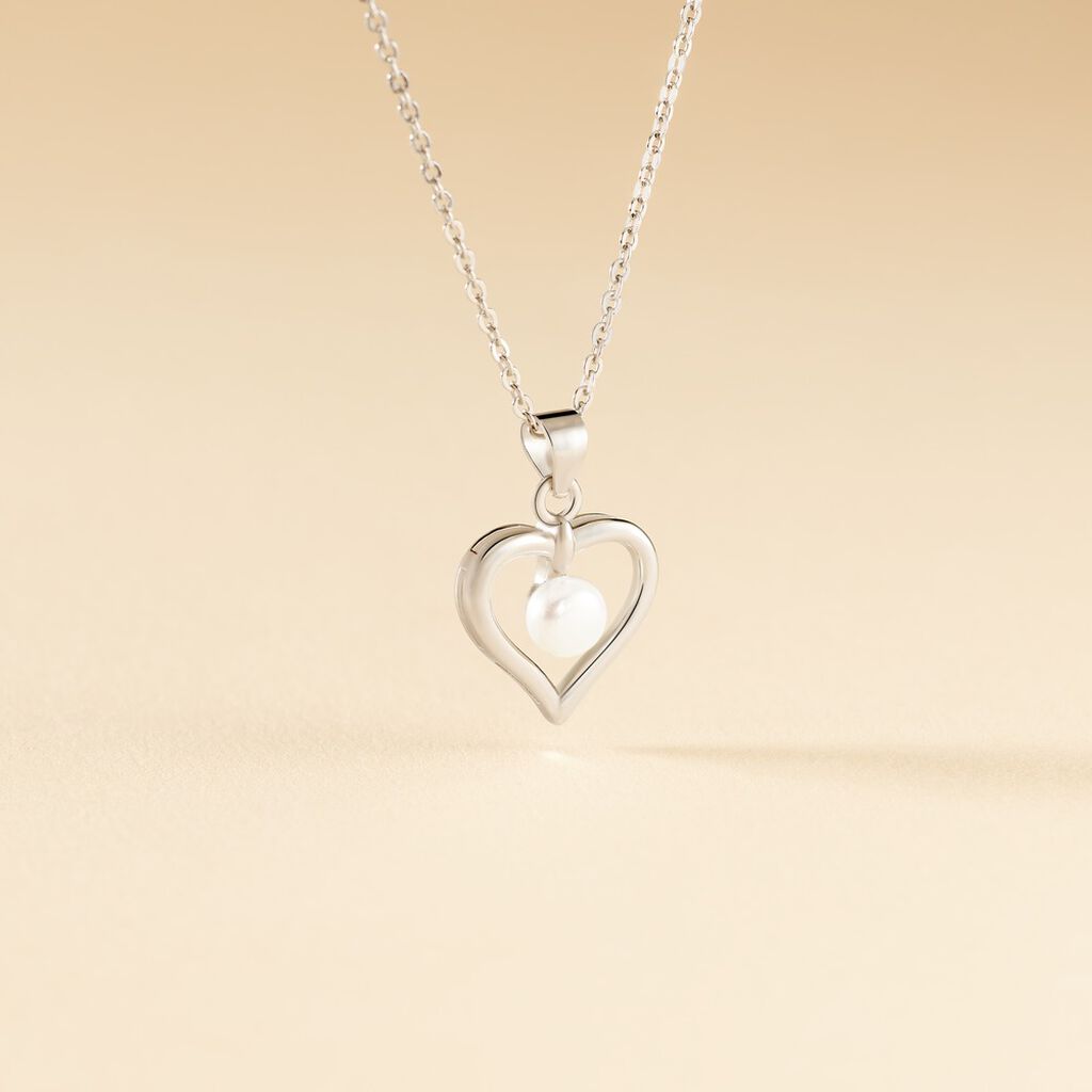 Collier Ainhoa Maille For&ccedil;at Argent Blanc Perle De Culture - Colliers fantaisie Femme | Histoire d&rsquo;Or