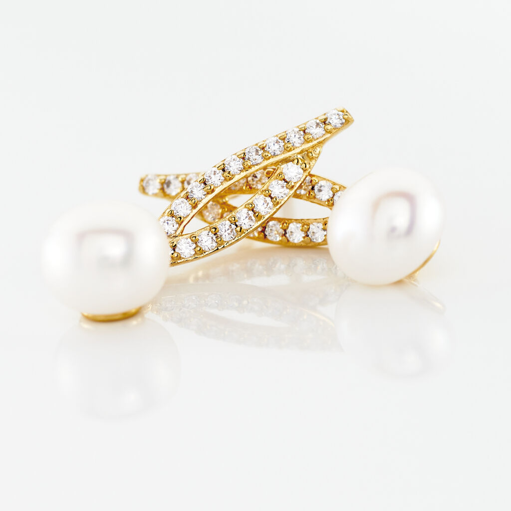 Boucles D'oreilles Pendantes Tesnimae Or Jaune Oxyde Perle De Culture - Boucles d'oreilles pendantes Femme | Histoire d’Or