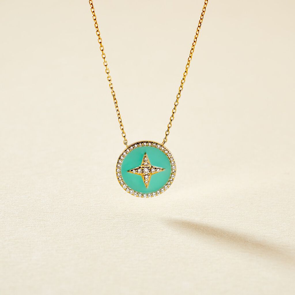 Collier Or Jaune Sweet Rosace Oxyde De Zirconium - Colliers Femme | Histoire d&rsquo;Or