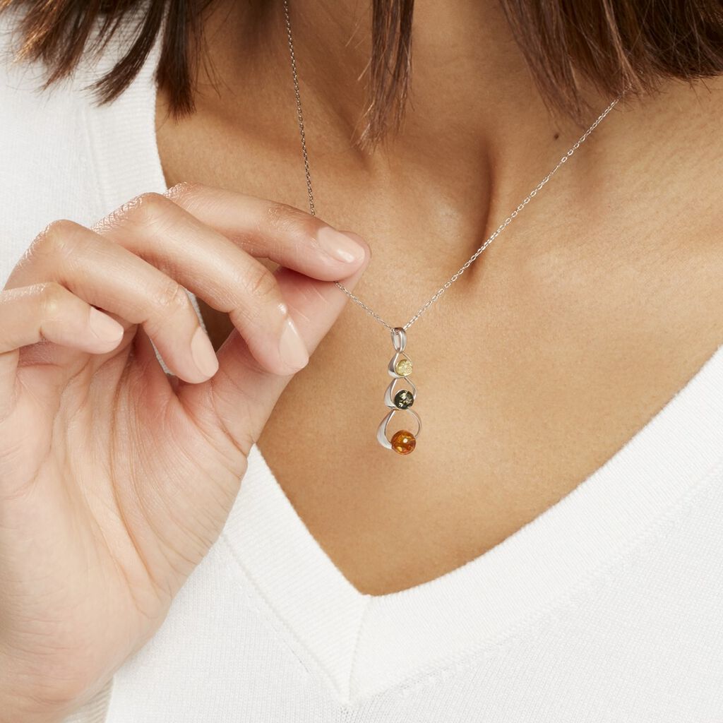Collier Agneta Argent Blanc Ambre - Colliers fantaisie Femme | Histoire d’Or