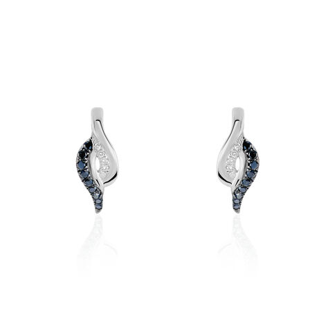 Boucles D'oreilles Puces Sculptural Or Blanc Diamant - Clous d'oreilles Femme | Histoire d’Or