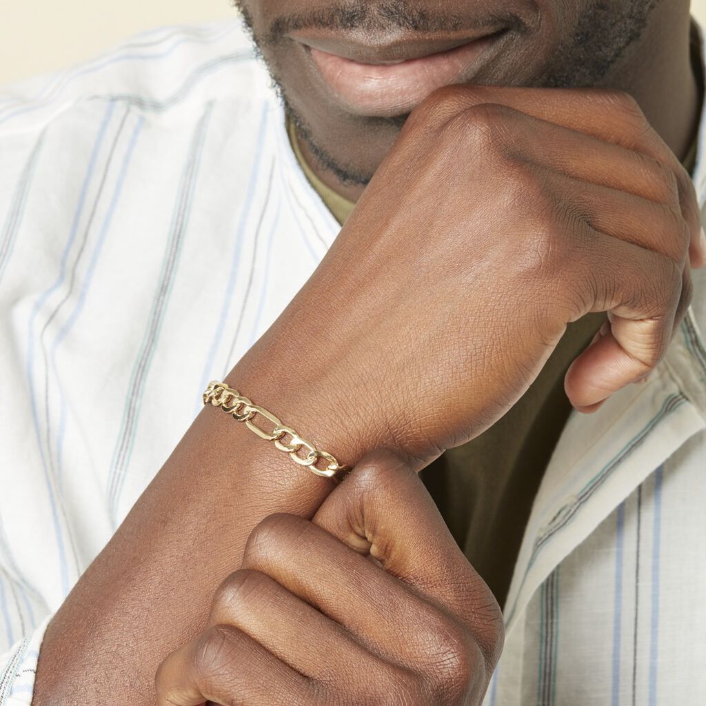 Bracelet Or Jaune Maille Alternée - Bracelets chaîne Homme | Histoire d’Or