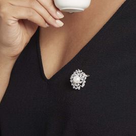 Broche Kaki Argent Blanc Perle De Culture - Autres bijoux Femme | Histoire d’Or