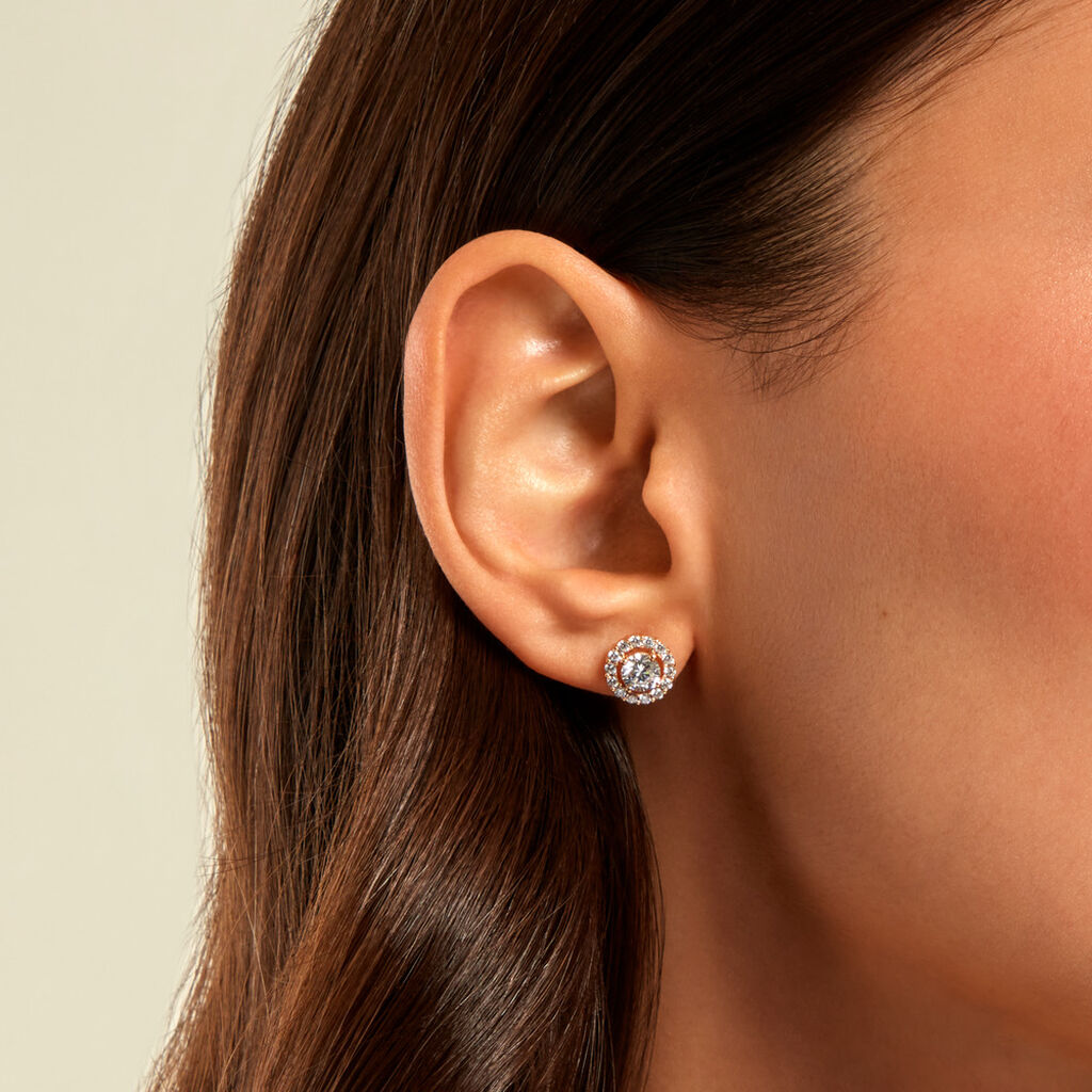 Boucles D'Oreilles Puces Annissa Plaqu&eacute; Or Jaune Oxyde De Zirconium - Boucles d'oreilles fantaisie Femme | Histoire d&rsquo;Or