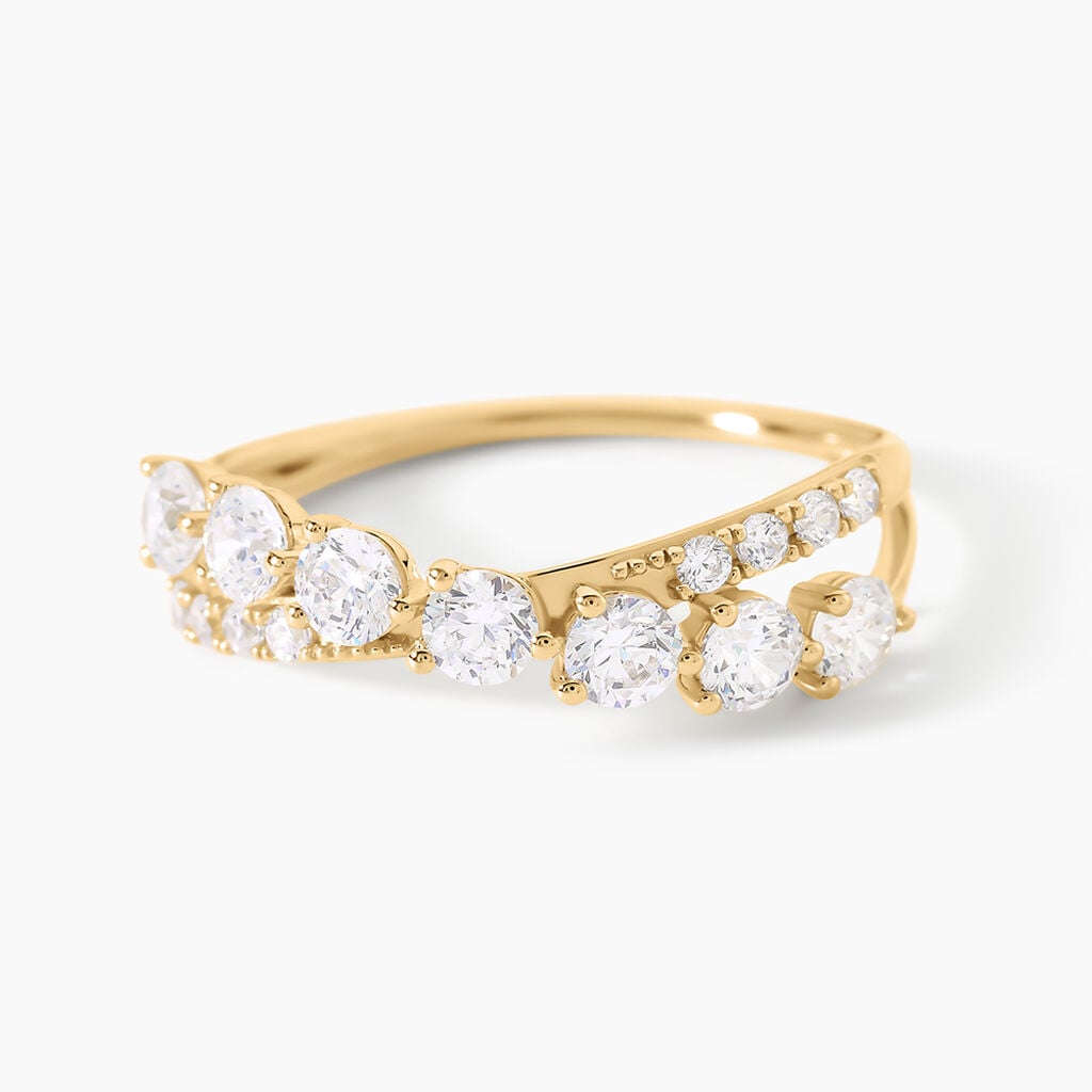 Bague Dorean Argent Dor&eacute; A L'Or 750/1000 Oxyde De Zirconium - Bagues avec pierre Femme | Histoire d&rsquo;Or