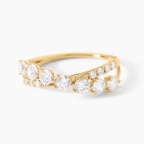 Bague Dorean Argent Dor&eacute; A L'Or 750/1000 Oxyde De Zirconium - Bagues avec pierre Femme | Histoire d&rsquo;Or