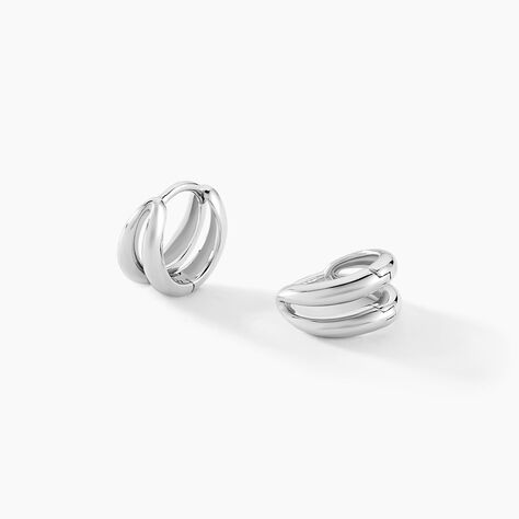 Créoles Two Argent Blanc - Boucles d'oreilles créoles Femme | Histoire d’Or