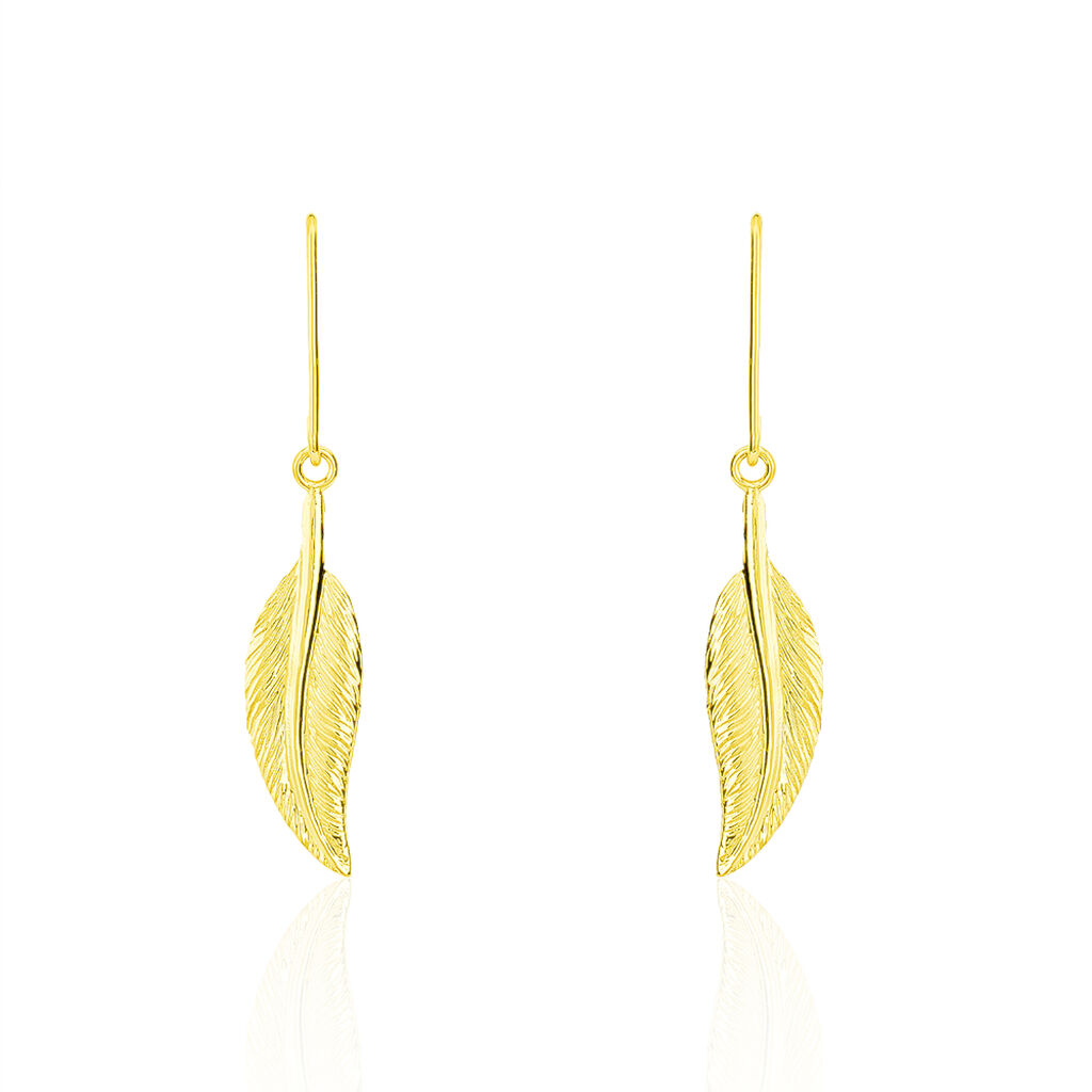 Boucles D'oreilles Pendantes Indian Nature Feuilles Or Jaune