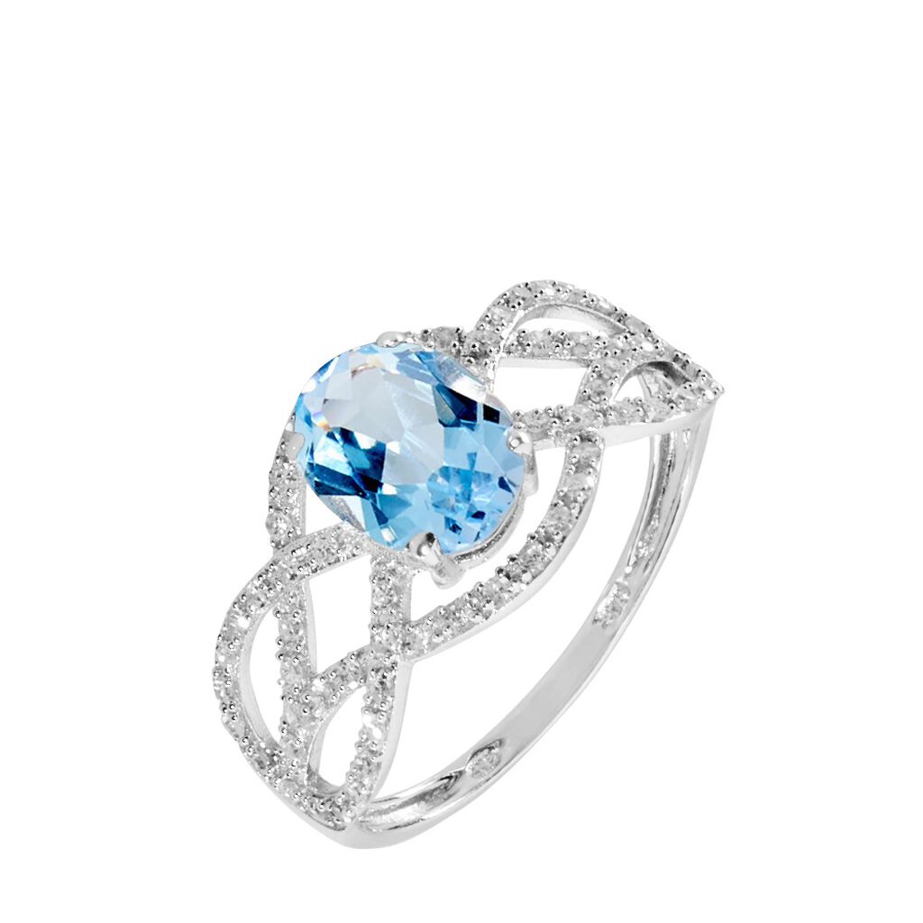 Bague Tina Or Blanc Topaze Et Diamant - Bagues solitaires Femme | Histoire d&rsquo;Or