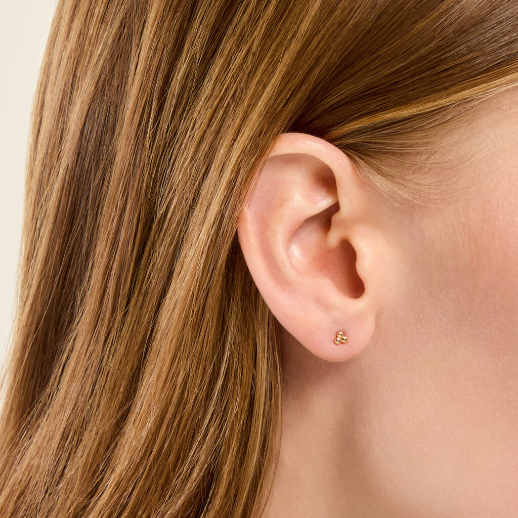 Boucles D'Oreilles Puces Glen Argent Dor&eacute; A L'Or 750/1000 - Boucles d'oreilles fantaisie Femme | Histoire d&rsquo;Or