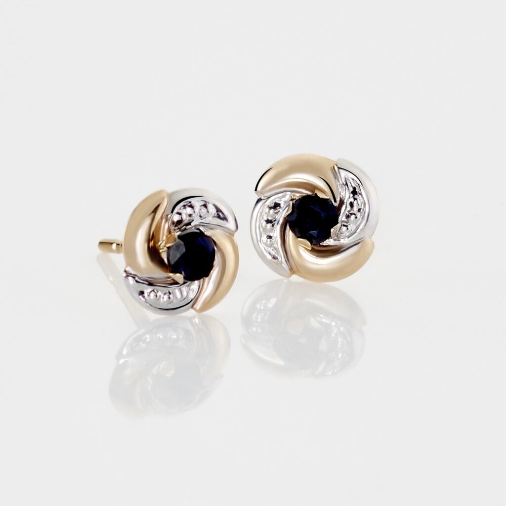 Boucles D'oreilles Puces Potentille Or Jaune Saphir - Clous d'oreilles Femme | Histoire d’Or