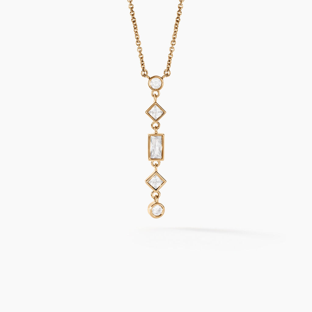 Collier Gold Chandelier Plaqué Or Doré Oxyde De Zirconium - Colliers Femme | Histoire d’Or