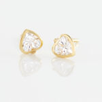 Boucles D'oreilles Puces Daria Coeur Plein Or Jaune Oxyde De Zirconium - Clous d'oreilles Femme | Histoire d&rsquo;Or