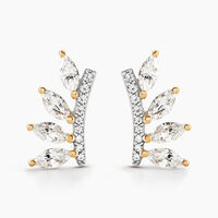 Boucles D'oreilles Puces Tiara Or Jaune Oxyde De Zirconium