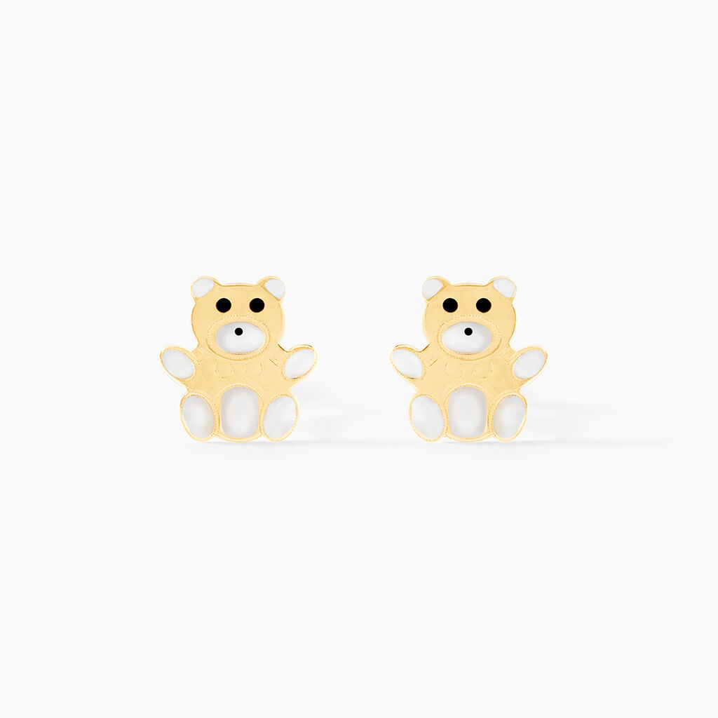 Boucles D'oreilles Puces Mae Ourson Or Jaune - Clous d'oreilles Enfant | Histoire d’Or