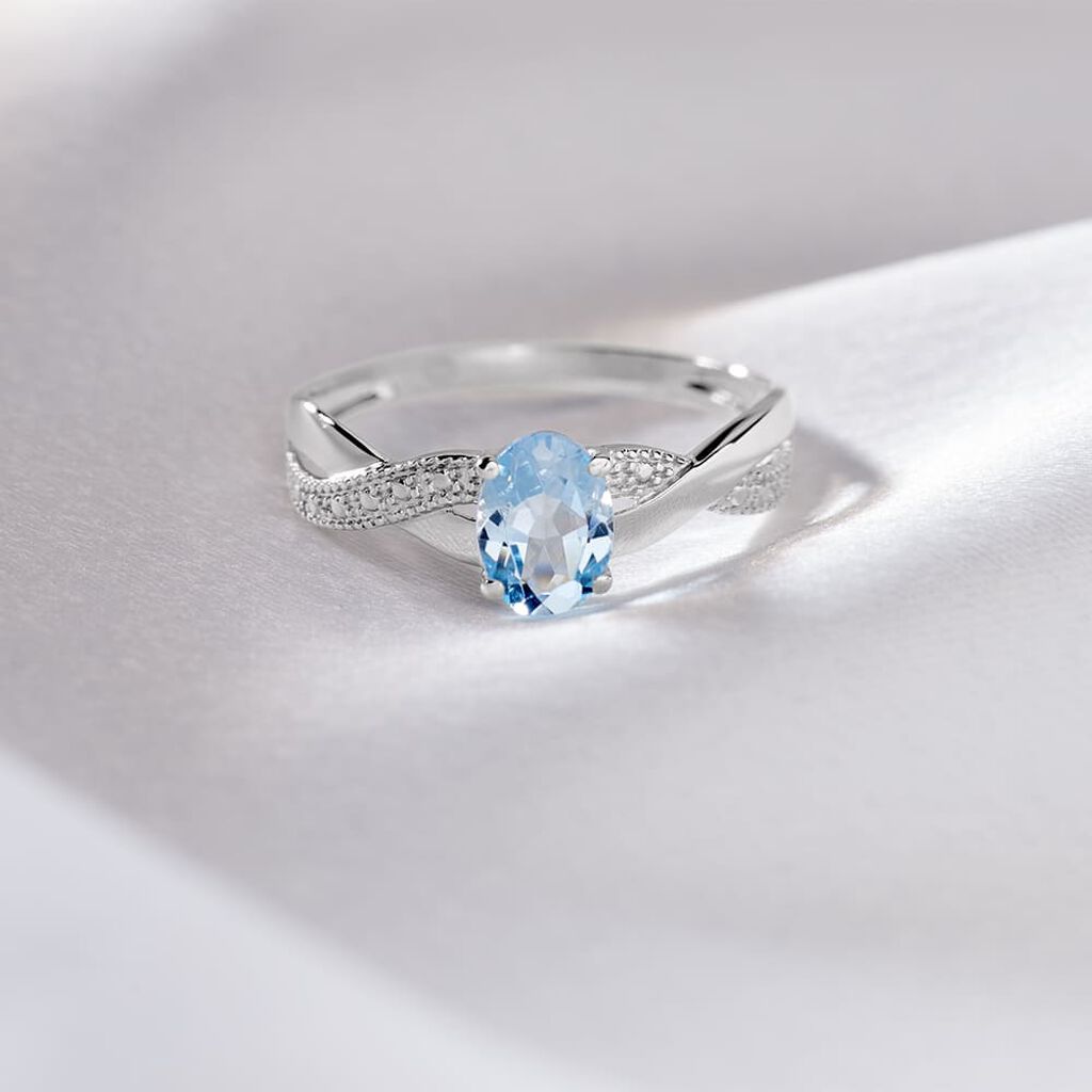 Bague Candice Or Blanc Topaze - Bagues solitaires Femme | Histoire d&rsquo;Or