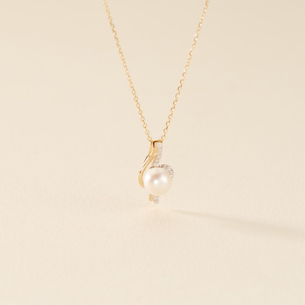 Collier Grazilla Or Bicolore Perle De Culture Et Diamant - Colliers Femme | Histoire d’Or
