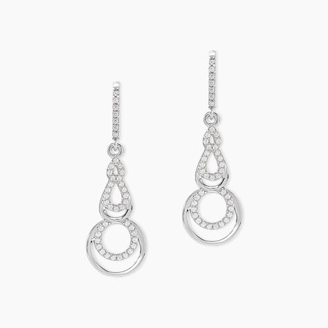 Boucles D'oreilles Pendantes Greta Argent Blanc - Boucles d'oreilles fantaisie Femme | Histoire d&rsquo;Or