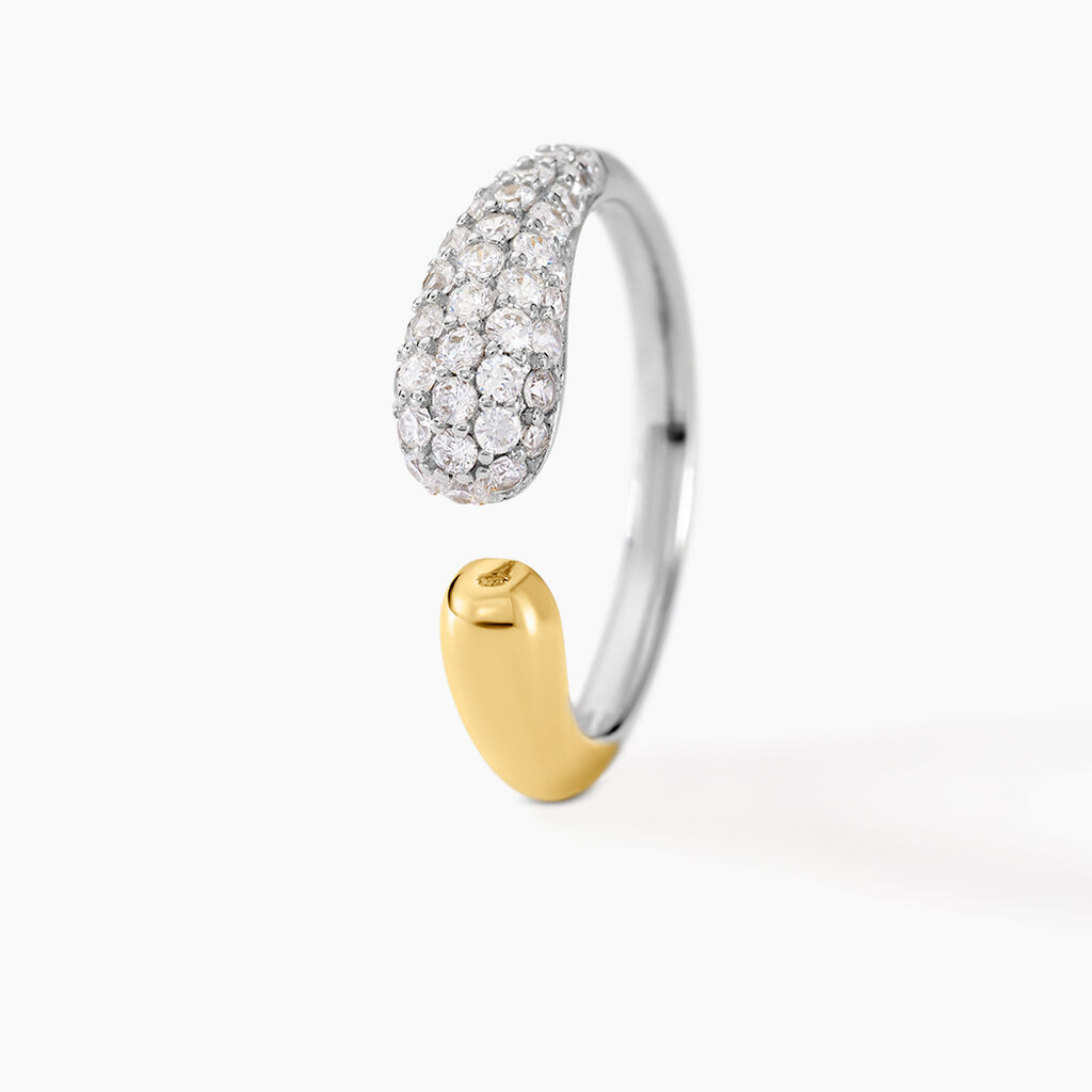 Bague Tiwa Argent Bicolore Oxyde De Zirconium - Bagues avec pierre Femme | Histoire d’Or