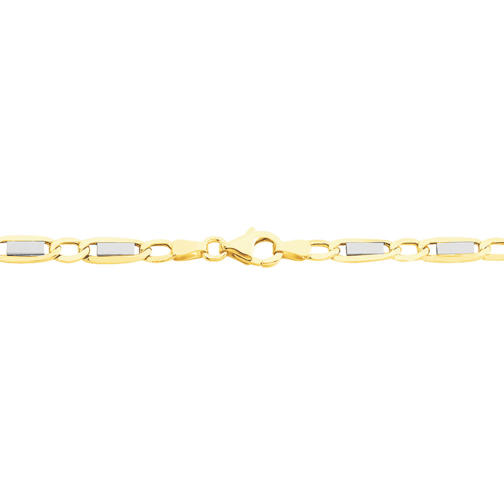 Bracelet Or Bicolore Maille Plaquette Alternée 1/1 - Bracelets chaîne Homme | Histoire d’Or