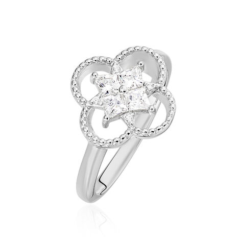 Bague Laetizia Fleur Argent Blanc Oxyde De Zirconium - Bagues avec pierre Femme | Histoire d’Or