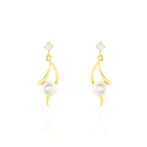 Boucles D'oreilles Pendantes Orientale Or Jaune Perle De Culture - Boucles d'oreilles pendantes Femme | Histoire d’Or