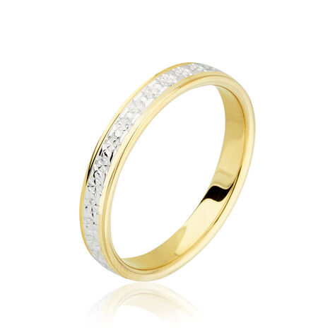 Alliance Grain De Folie Diamantee Ruban Plat Or Bicolore - Alliances Unisex | Histoire d&rsquo;Or