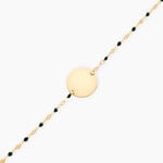 Bracelet Or Jaune 375/1000 Pastille Ronde Gravable Email Vert Maille Lumina 18Cm - F&ecirc;te des m&egrave;res Femme | Histoire d&rsquo;Or