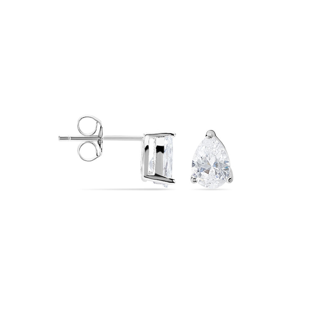 Boucles D'oreilles Puces Clarysse Argent Blanc Oxyde De Zirconium - Boucles d'oreilles fantaisie Femme | Histoire d&rsquo;Or