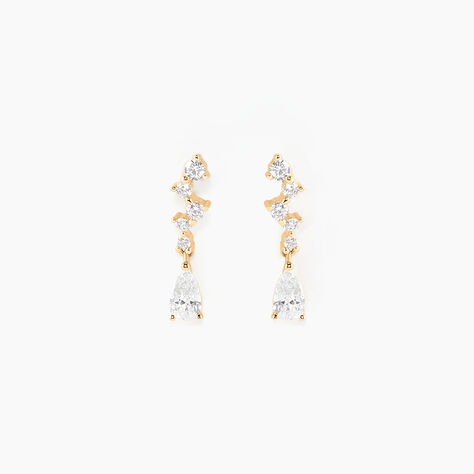 Boucles D'oreilles Pendantes Cegolene Or Jaune Oxyde De Zirconium - Boucles d'oreilles pendantes Femme | Histoire d’Or