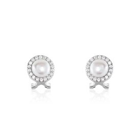 Boucles D'oreilles Clips Argent Blanc Valerio Perles Oxydes - Boucles d'oreilles fantaisie Femme | Histoire d’Or