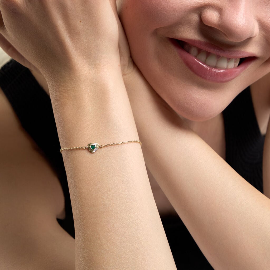 Bracelet Obeline Argent Dor&eacute; A L'Or 750/1000 Malachite - F&ecirc;te des m&egrave;res Femme | Histoire d&rsquo;Or