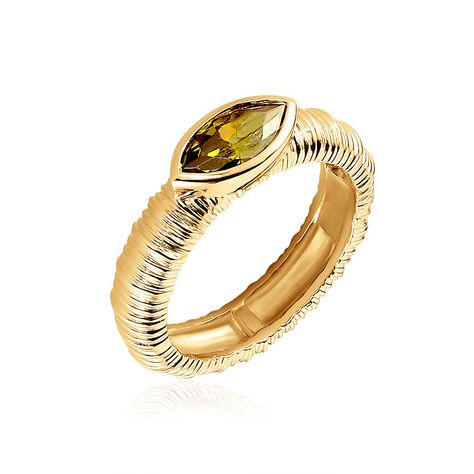 Bague Angelica Plaque Or Jaune Oxyde De Zirconium - Bagues solitaires Femme | Histoire d’Or