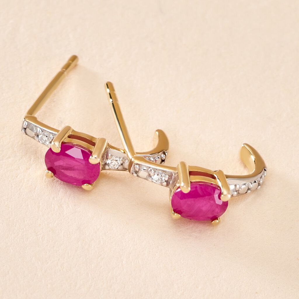 Demi Créoles Barrett Or Jaune Rubis Diamant - Boucles d'oreilles créoles Femme | Histoire d’Or