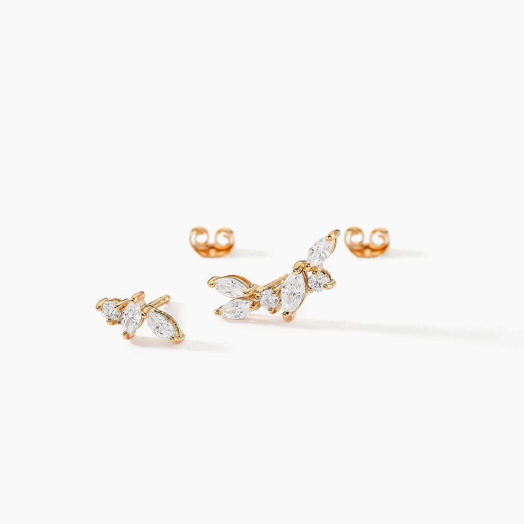 Boucles D'oreilles Dépareillées Jardins D'hiver Plaqué Or Oxyde - Boucles d'oreilles fantaisie Femme | Histoire d’Or