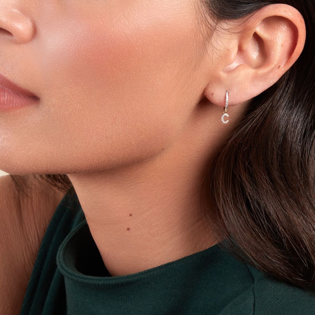 Créole Unitaire Léria Or Jaune Oxydes De Zirconium - Boucles d'oreilles créoles Femme | Histoire d’Or