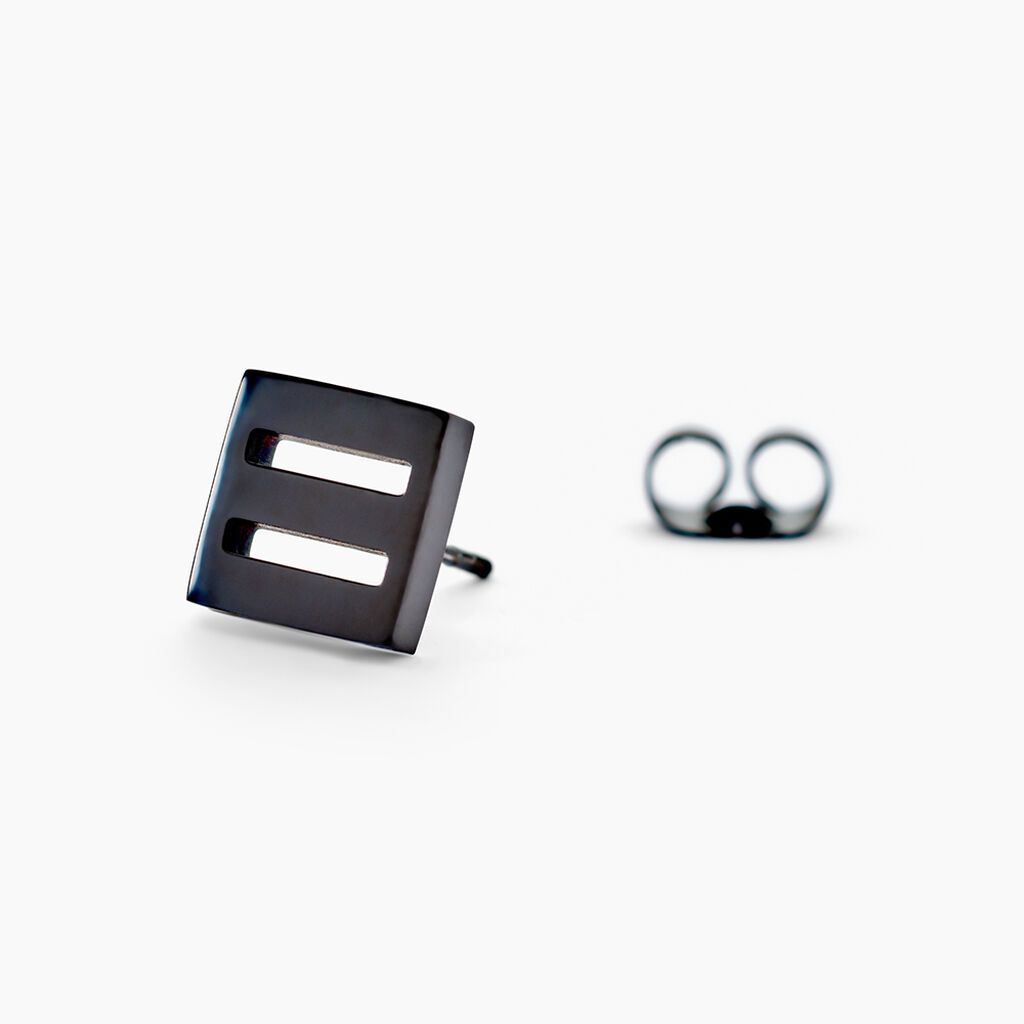 Boucles D'Oreilles Puces Line Acier Noir - Boucles d'oreilles fantaisie Homme | Histoire d&rsquo;Or
