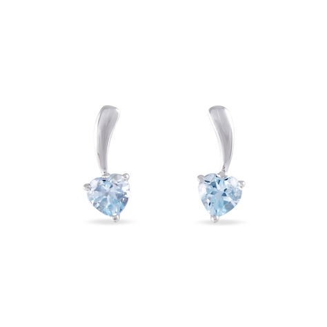 Boucles D'oreilles Pendantes Bertine Or Blanc Topaze - Boucles d'Oreilles Coeur Femme | Histoire d’Or