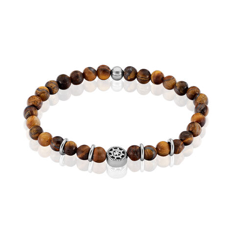 Bracelet Houria Acier Blanc Pierre De Synthese Et Olivine - Bracelets Homme | Histoire d’Or