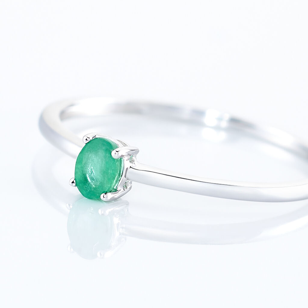 Bague Solitaire Dota Or Blanc Emeraude - Bagues solitaires Femme | Histoire d’Or