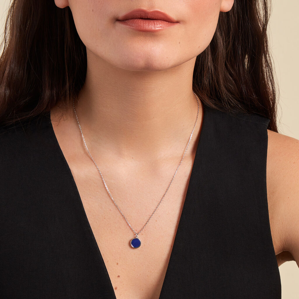 Collier Lunatique Argent Blanc Lapis Lazuli Nacre - Colliers fantaisie Femme | Histoire d’Or