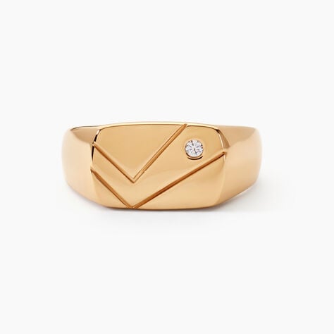 Chevali&egrave;re Plaqu&eacute; Or Jaune Gyorgy Oxyde De Zirconium - Bagues solitaires Homme | Histoire d&rsquo;Or