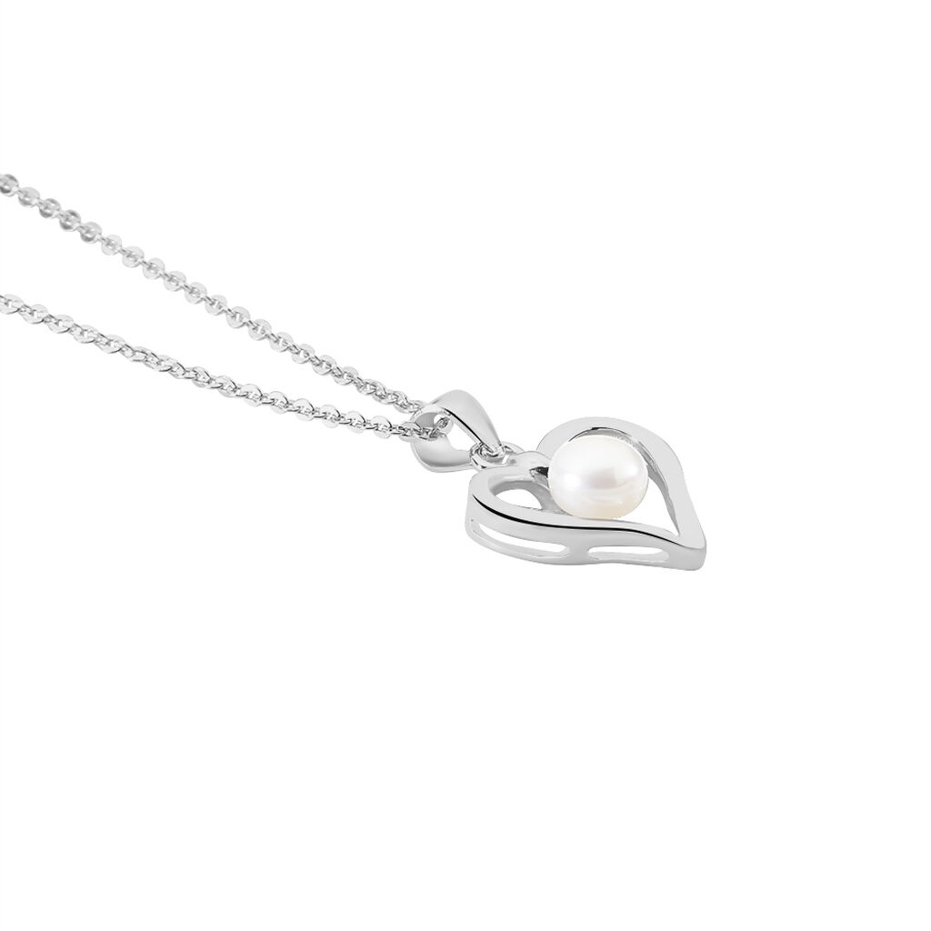 Collier Ainhoa Maille For&ccedil;at Argent Blanc Perle De Culture - Colliers fantaisie Femme | Histoire d&rsquo;Or